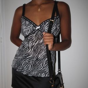 La Vie En Rose Zebra Print Mesh Cami